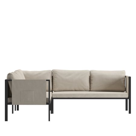Flash Furniture Black Sectional with Storage & Beige Cushions GM-201108-SEC-GY-GG